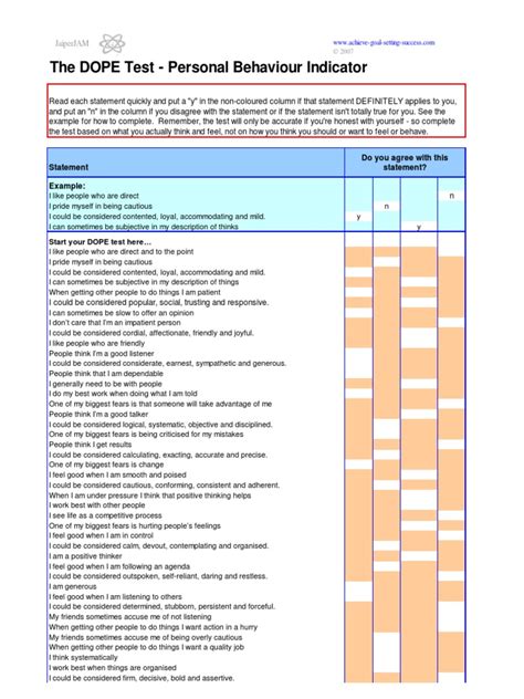 dope personality test printable free|dope test link.